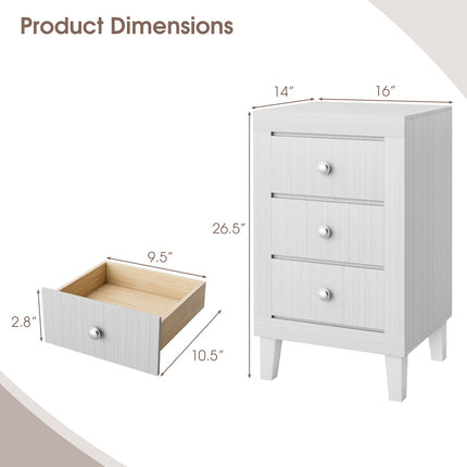 Modern Nightstand with 3 Drawers for Bedroom Living Room