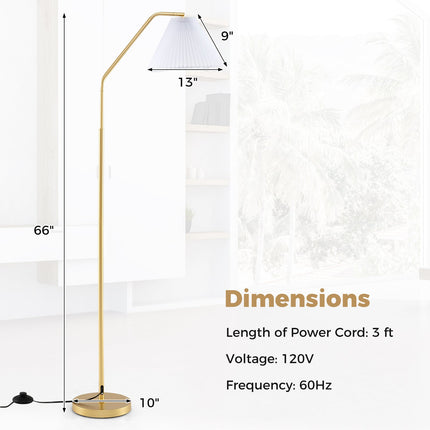 Modern Standing Lamp with Adjustable Lamp Head and Pleated Lampshade