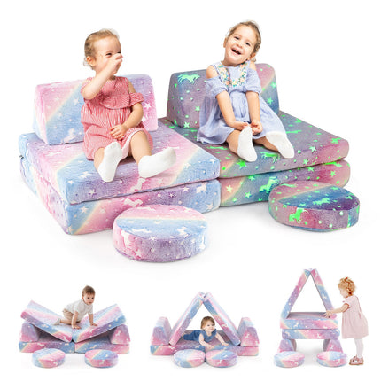 Modular Kids Play Couch Set Glow in the Dark with Portable Handles