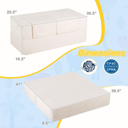 Modular Kids Sofa Couch Convertible Foam Armchair for Children-Beige