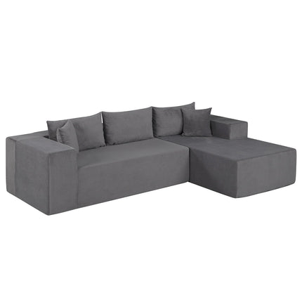 Modular Sectional Sofa Corduroy Upholstered L-shaped Sofa Couch with Deep Seats
