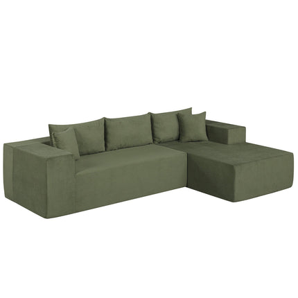Modular Sectional Sofa Corduroy Upholstered L-shaped Sofa Couch with Deep Seats