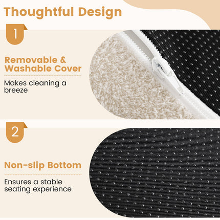 Moon-Shaped Floor Single Sofa Chair with Soft Teddy Fleece-Beige