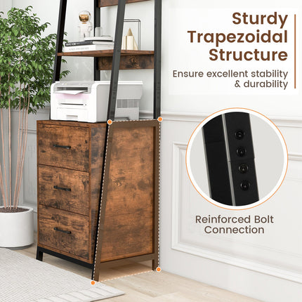 Multifunctional Tall Bookcase with Open Shelves and Storage Drawers