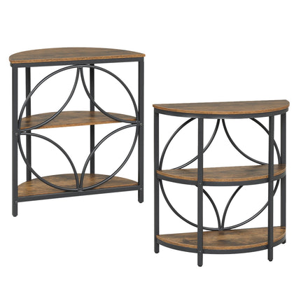Narrow Side Table with Study Metal Frame and Storage Shelves