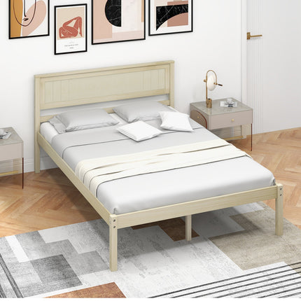 Twin/Full/Queen Size Wooden Bed Frame with Headboard and Slat Support