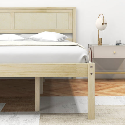 Twin/Full/Queen Size Wooden Bed Frame with Headboard and Slat Support