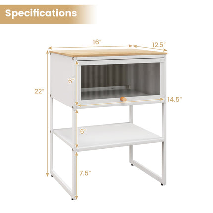 Nightstand with Flip up Door Storage Shelf