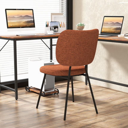 Set of 2 Modern Armless Dining Chairs with Linen Fabric