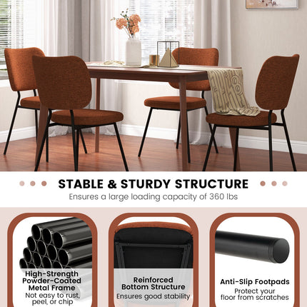 Set of 2 Modern Armless Dining Chairs with Linen Fabric