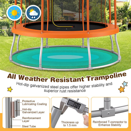 8 Feet Outdoor Unique Flower Shape Trampoline with Enclosure Net
