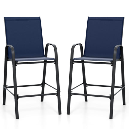 Outdoor Bar Stools Set of 2 29 Inch Fabric Bar Height Stools with Armrests