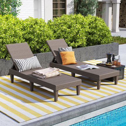 Outdoor Chaise Lounger Chair with Waterproof Rattan Textured PP Surface and 330 lbs Capacity