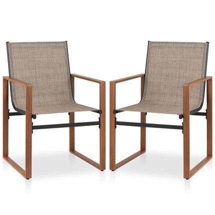 Outdoor Dining Chairs with Breathable Seat and Backrest Set of 2