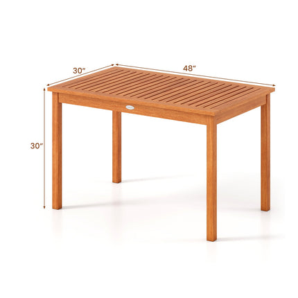 Outdoor Dining Table for 4-6 People 48 Inches Wood Rectangular Patio Table