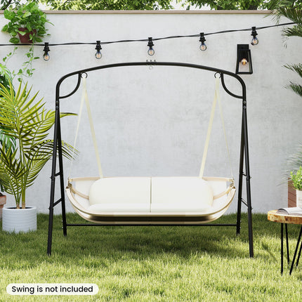 Outdoor Metal Swing Stand with 4 Support Bars and 2 Hanging Ways-Black