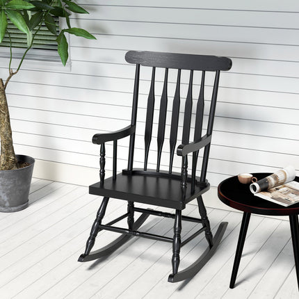 Rocking Chair with Solid Wooden Frame for Garden and Patio