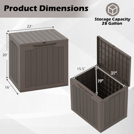 Outdoor Storage Box 25 Gallon Deck Box with Lockable Lid and Wicker-woven Texture