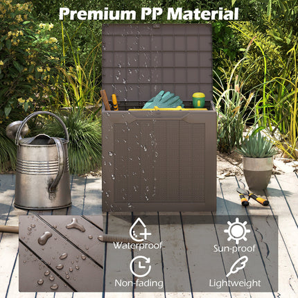 Outdoor Storage Box 25 Gallon Deck Box with Lockable Lid and Wicker-woven Texture