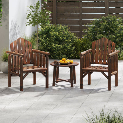 Outdoor Wood Armchair Wooden Patio Dining Chair with Armrests