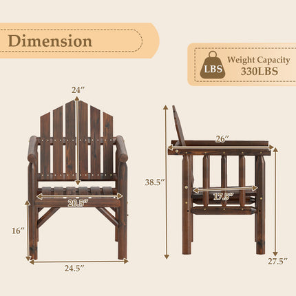 Outdoor Wood Armchair Wooden Patio Dining Chair with Armrests