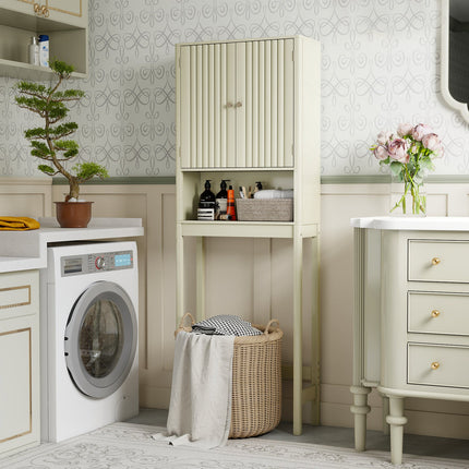 Over The Toilet Storage Cabinet with Fluted Doors