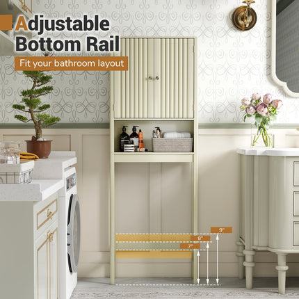 Over The Toilet Storage Cabinet with Fluted Doors