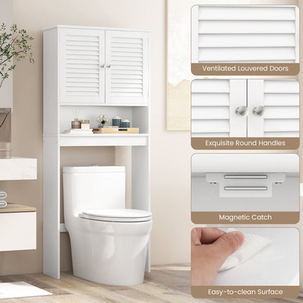 Over The Toilet Storage Cabinet with Double Doors and Adjustable Shelf