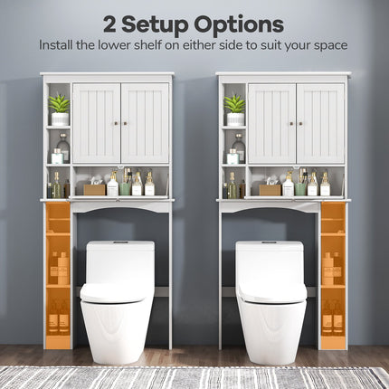 Over the Toilet Storage Cabinet with Adjustable Shelf and Bottom Bar-White