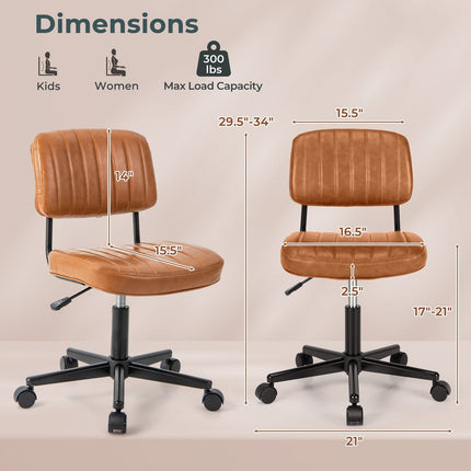 PU Leather Adjustable Office Chair Swivel Task Chair with Backrest