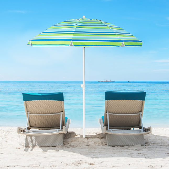 6.5 Feet Patio Beach Umbrella with Waterproof Polyester Fabric
