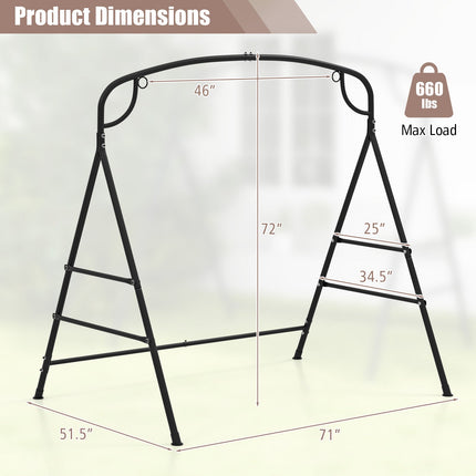 Patio Metal Swing Stand with Double Side Bars and 2-Ring Design-Black