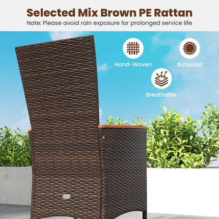 Patio Rattan Chairs Set of 2 Outdoor Wicker Dining Chairs with High Backrest-Beige