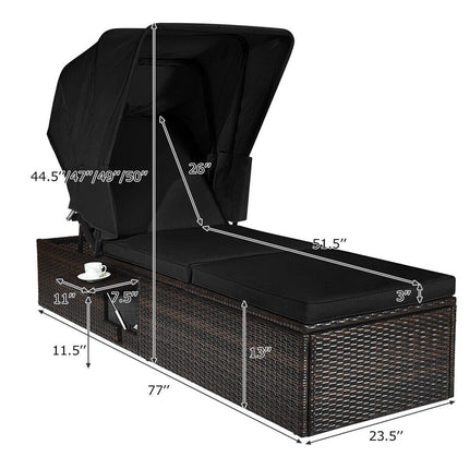 Outdoor Chaise Lounge Chair with Folding Canopy
