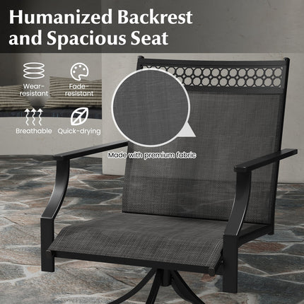 Patio Swivel Dining Chairs Set of 2 with Heavy-duty Metal Frame and Armrests