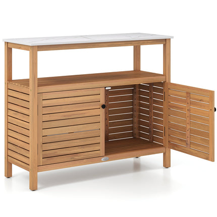 Patio Wood Storage Cabinet Outdoor Acacia Wood Buffet Cabinet