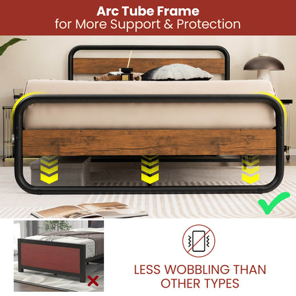 Arc Platform Bed with Headboard and Footboard-Full Size
