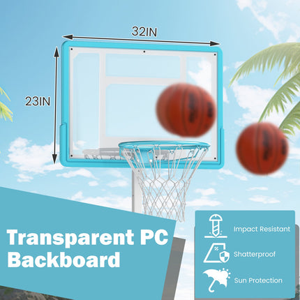 Pool Basketball Hoop Poolside Portable Basketball Goal with Shatterproof Backboard-White