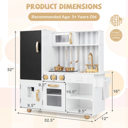 Pretend Play Kitchen for Kids with Real Sounds and Lights