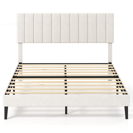 Full Size Velvet Upholstered Platform Bed Frame