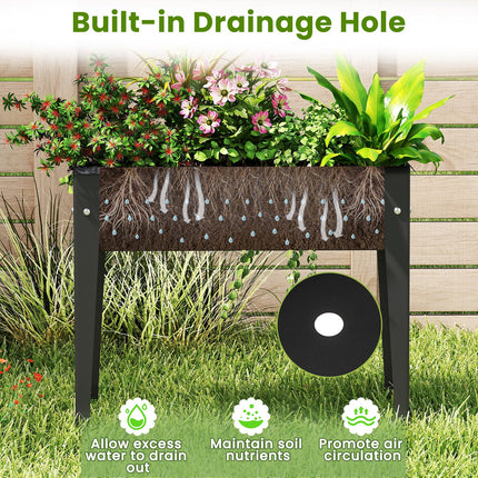 Raised Garden Bed Elevated Metal Planter Box with Legs Drainage Holes