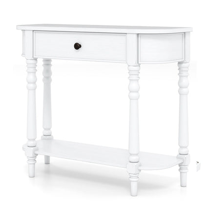 Retro Console Table 36"L Wooden 2-Tier Narrow Behind Couch Foyer Table