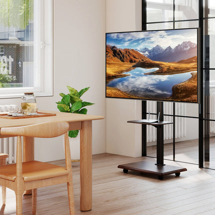 Rolling TV Stand on Wheels Mobile TV Cart for 32-75 Inch TVs Portable AV Cart