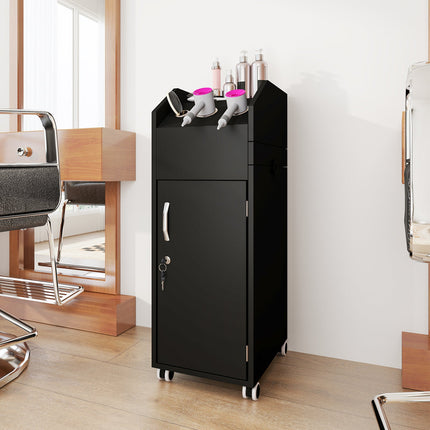 Salon Trolley Cart 360° Rolling Tool Cart Mobile Storage Station with 4 Lockable Wheels-Black