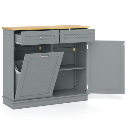 Kitchen Tilt Out Trash Cabinet with 2 Drawers and Adjustable Shelf