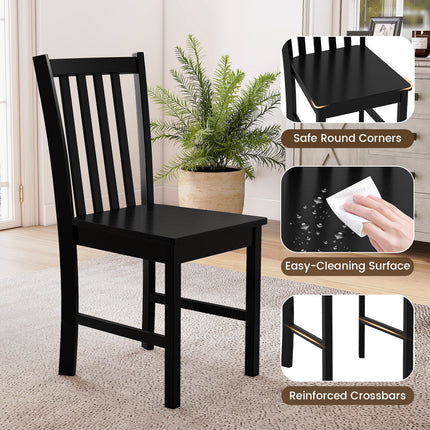 Rustic Dining Chairs Set of 2 Wooden Kitchen Chairs with Slat Tilt Backrest