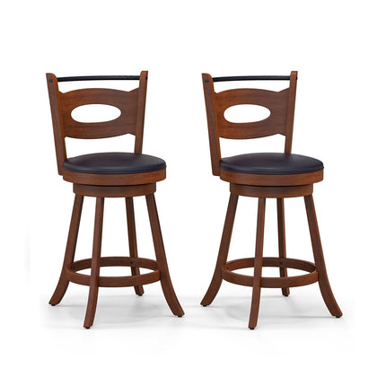 2 Pieces 24/29 inch Swivel Bar Stools with Curved Backrest and Seat Cushions