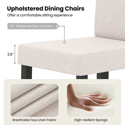 Set of 2 Dining Chair Mid-Century Modern Fabric Upholstered Parson Chairs