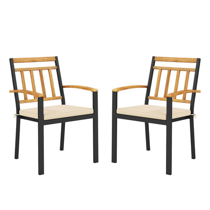 Set of 2 Patio Dining Chairs with Removable Padded Cushions