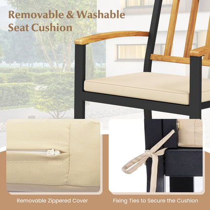 Set of 2 Patio Dining Chairs with Removable Padded Cushions